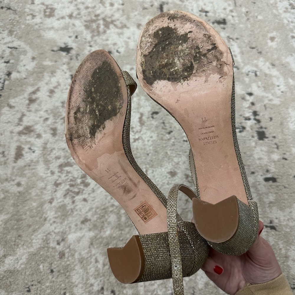 Stuart Weitzman Women's Nearly Nude Block Heel Sandals Size 11 - Picture 5 of 5